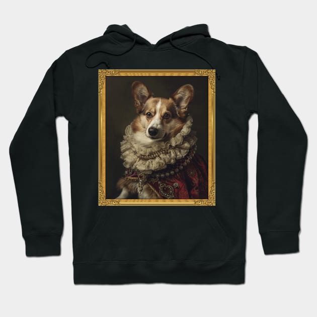 Royal Regalia: Corgi Princess Portrait (Framed) Hoodie by HUH? Designs